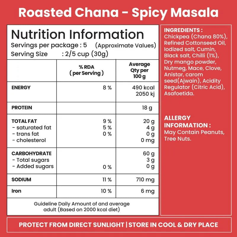 Jabsons Spicy Masala Roasted Chana - 150g-Global Food Hub