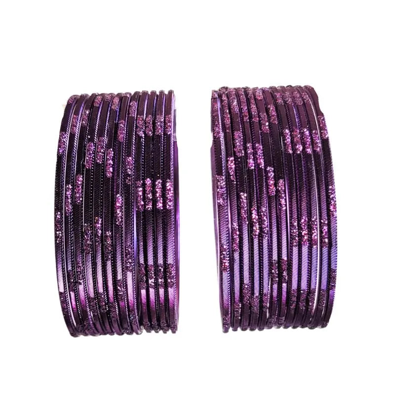 Jesika- A Metal Bangles Size 2.10 - Set of 24-Dark Purple-Global Food Hub