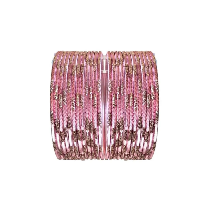 Jesika- A Metal Bangles Size 2.10 - Set of 24-Light Pink-Global Food Hub