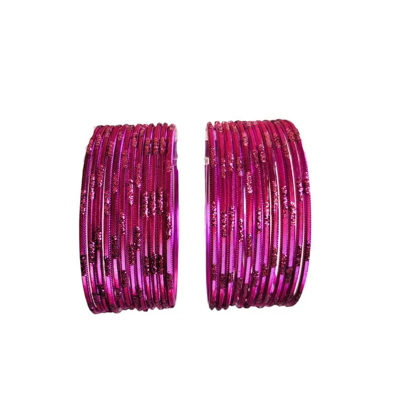 Jesika- A Metal Bangles Size 2.10 - Set of 24-Magenta-Global Food Hub