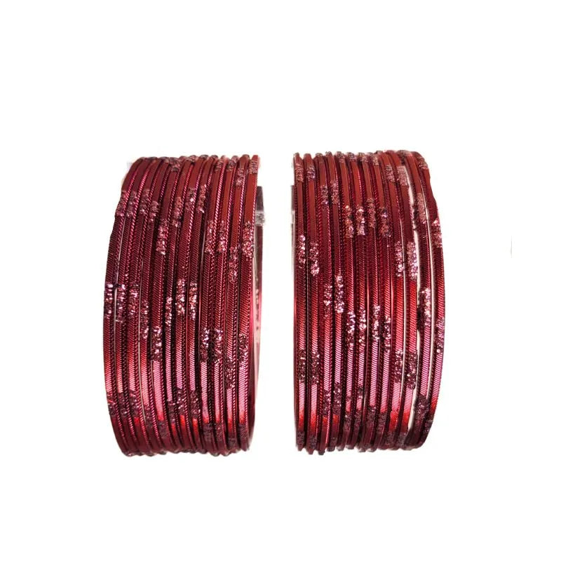 Jesika- A Metal Bangles Size 2.10 - Set of 24-Red Brown-Global Food Hub