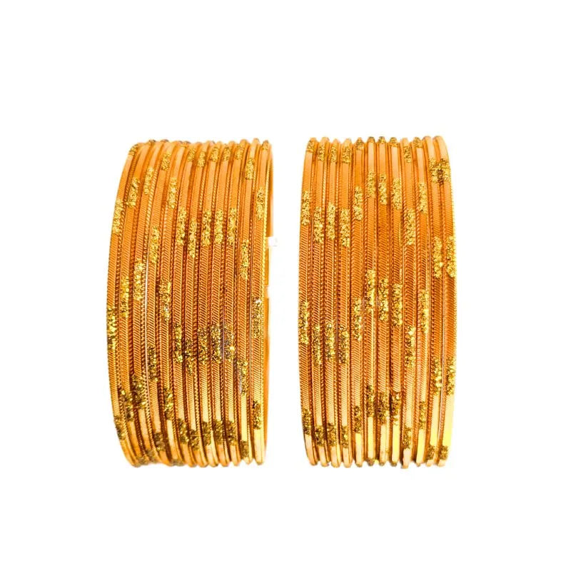 Jesika- A Metal Bangles Size 2.10 - Set of 24-Yellow-Global Food Hub