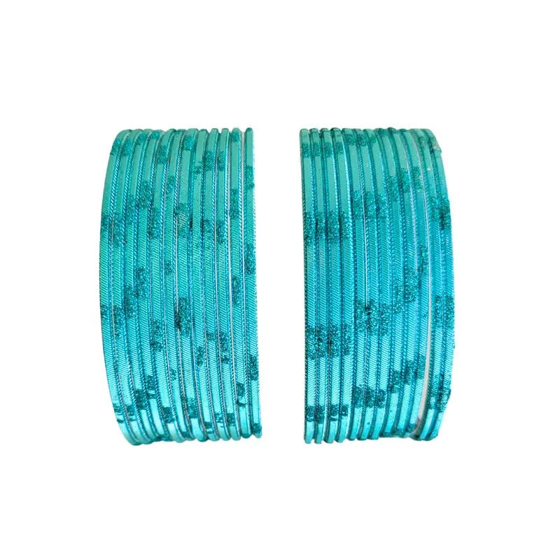 Jesika- B Metal Bangles Size 2.10 - Set of 24 - Dark Aqua Green-Global Food Hub