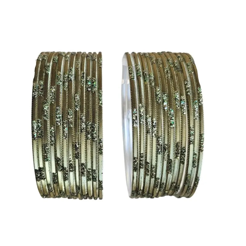 Jesika- B Metal Bangles Size 2.10 - Set of 24 - Dark Olive Green-Global Food Hub