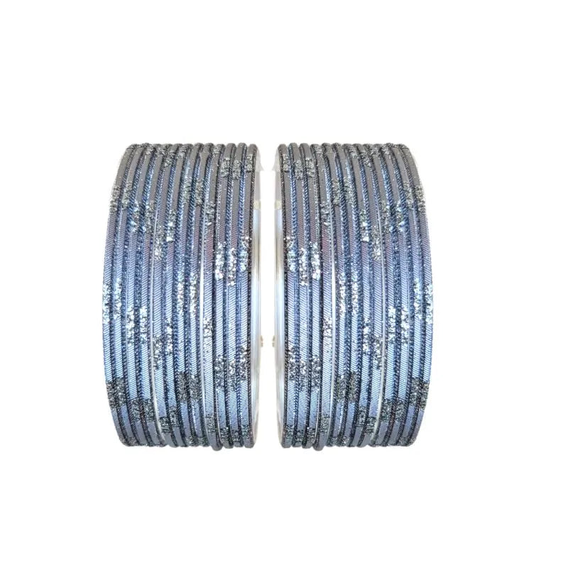 Jesika- B Metal Bangles Size 2.10 - Set of 24-Dark Gray-Global Food Hub