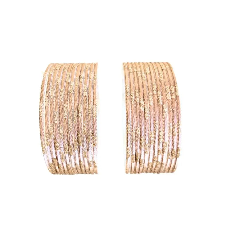 Jesika- B Metal Bangles Size 2.10 - Set of 24-Pastel Pink-Global Food Hub