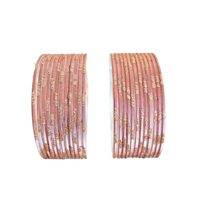 Jesika- B Metal Bangles Size 2.10 - Set of 24-Peach-Global Food Hub