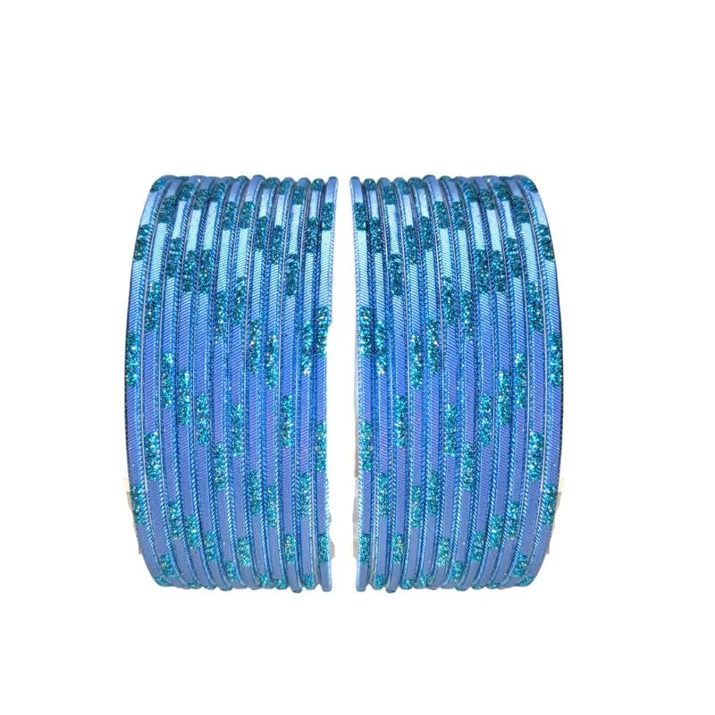 Jesika- B Metal Bangles Size 2.10 - Set of 24-Sky Blue-Global Food Hub