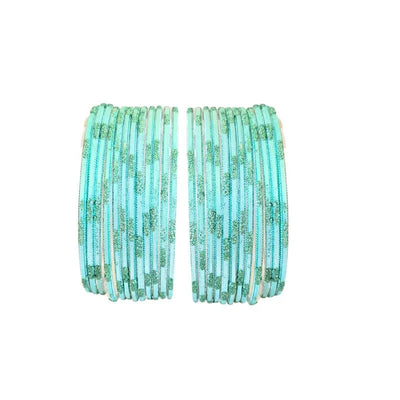 Jesika- B Metal Bangles Size 2.10 - Set of 24 - Light Aqua Green-Global Food Hub