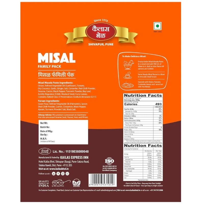 Kailash Bhel Special Misal Family Pack - 400g-Global Food Hub
