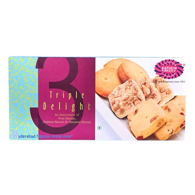 Karachi Bakery Vegan Osmania, Fruit & Cashew Triple Delight Biscuits - 600g-Global Food Hub