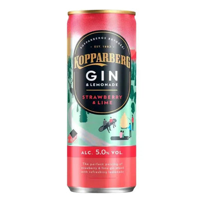 Kopparberg Gin - Strawberry, Lime & Lemonade 5.0% Alcohol - Age Check Included. - 250ml-Global Food Hub