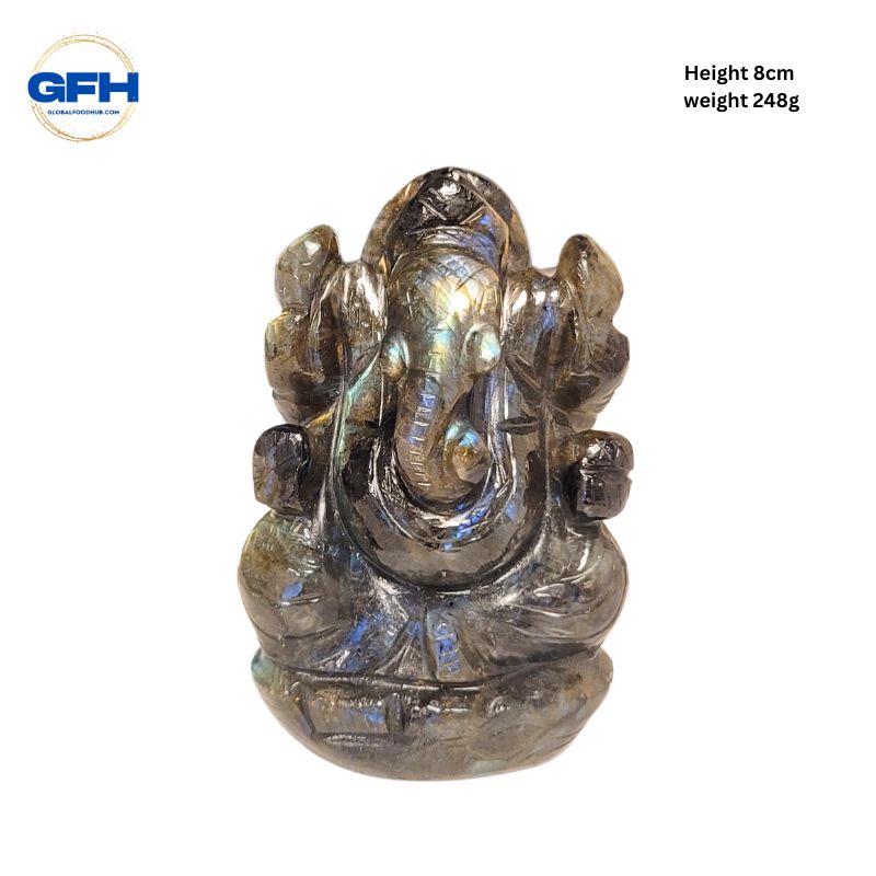 Labradorite Stone Ganesha With Certificate-Global Food Hub