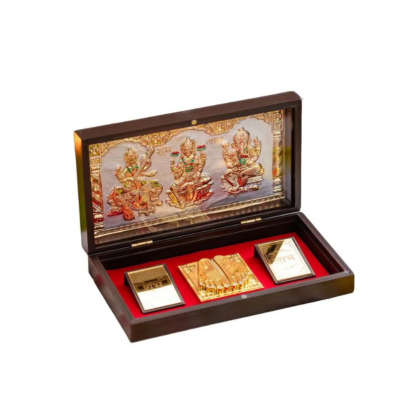 Lakshmi, Ganesh & Saraswati Pooja Charan Box-Global Food Hub