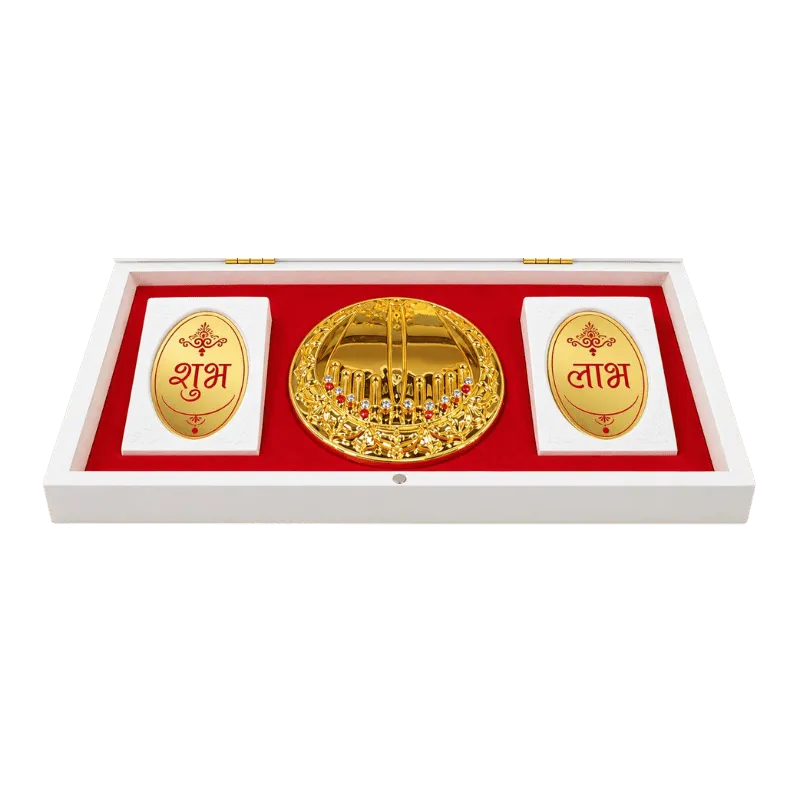 Lakshmi Saraswati Ganesh Photo Frame With Charan Paduka Gift Set-Global Food Hub