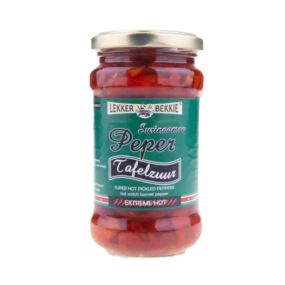 Lekker Bekkie Tafelzuur Peper Pickled Chilli- Extremely Hot - 290ml-Global Food Hub