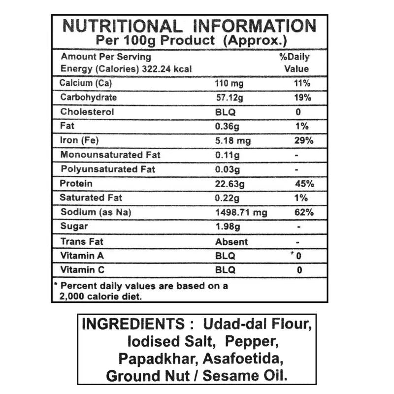 Lijjat Punjabi Papad - 200g-Global Food Hub