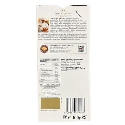 Lindt Excellence Chocolate Mild 70% Cocoa -100 grams-Global Food Hub