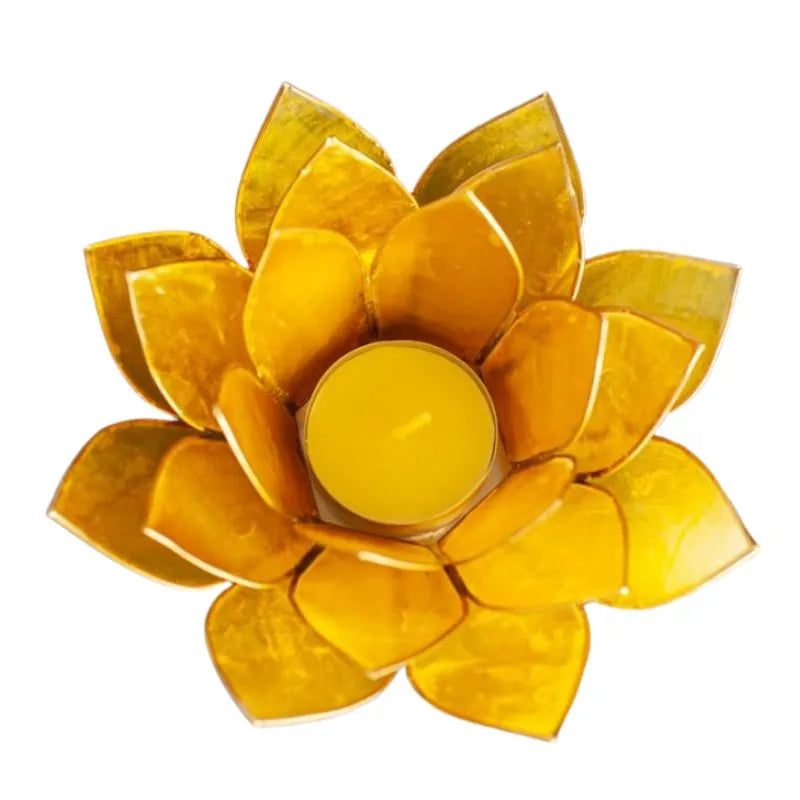 Lotus Candle Holder Citrin Colour, 3-Layered-Global Food Hub
