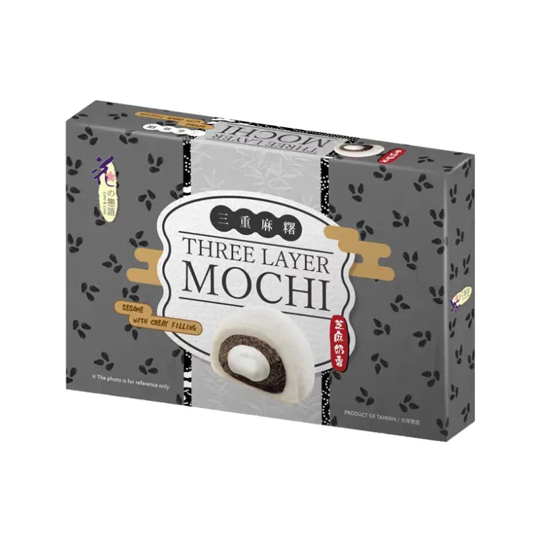 Love & Love Mochi Three Layer with Sesame Paste - 180g-Global Food Hub