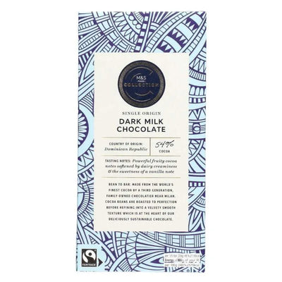 M&S Dark Milk Chocolate 54% Cacoa - Fairtrade-100 grams-Global Food Hub