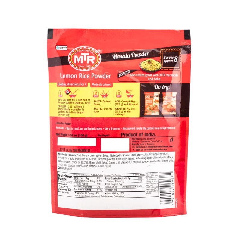 MTR Lemon Rice Powder - 100g-Global Food Hub
