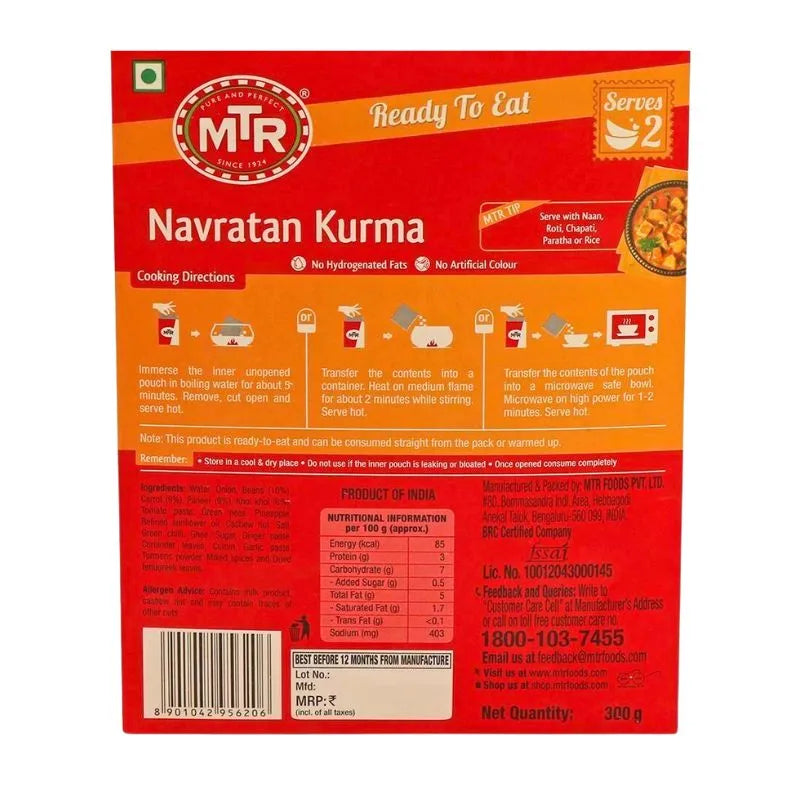 MTR RTE Navratan Kurma - 300g-Global Food Hub