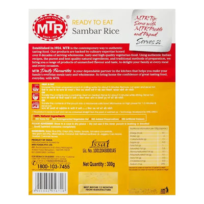 MTR RTE Sambar Rice - 300g-Global Food Hub
