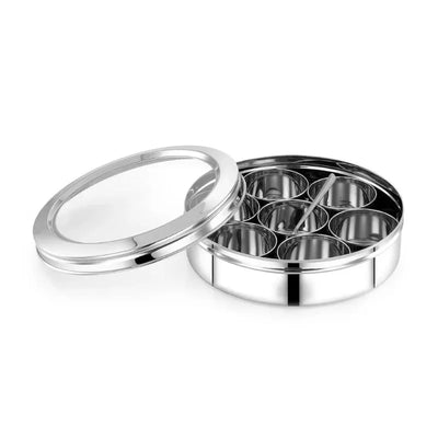 Masala Dabba Spice Box With See-Through Glass Lid-Global Food Hub