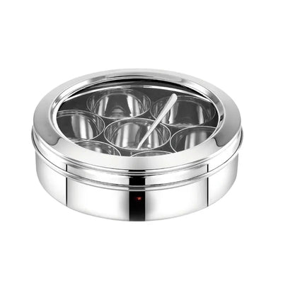 Masala Dabba Spice Box With See-Through Glass Lid-Global Food Hub