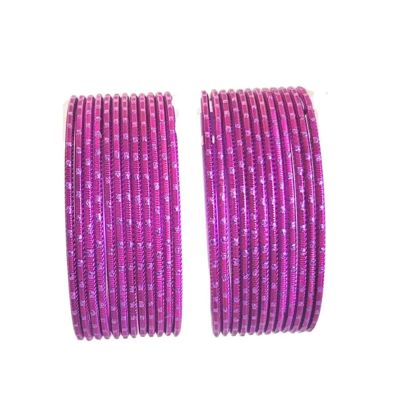 Maya-A Metal Bangles Size 2.10- - Set of 24-Magenta-Global Food Hub