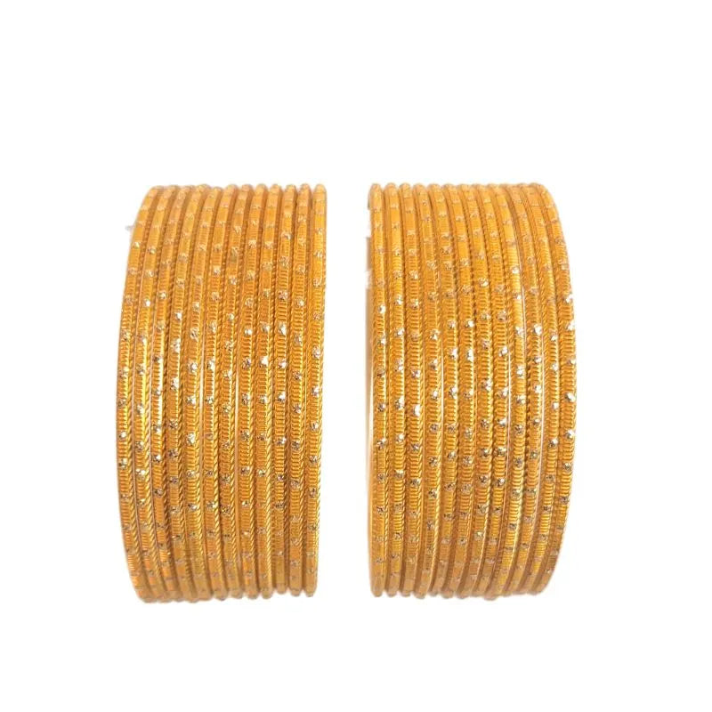 Maya-A Metal Bangles Size 2.10- - Set of 24-Yellow-Global Food Hub