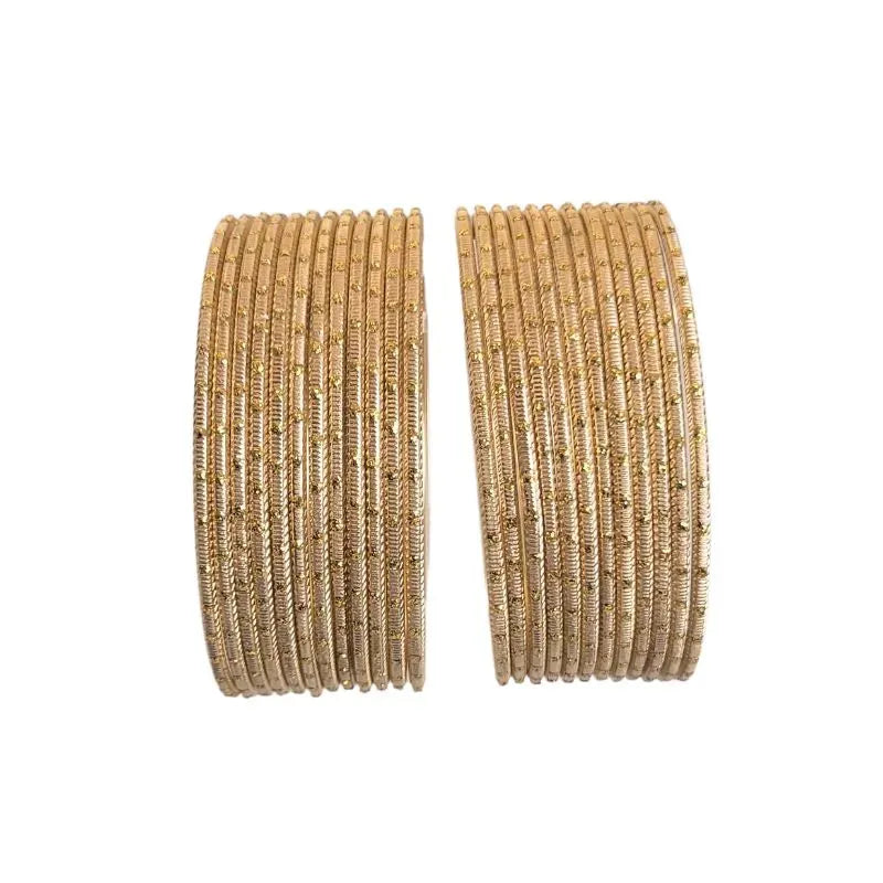 Maya-A Metal Bangles Size 2.10- - Set of 24 - Golden-Global Food Hub