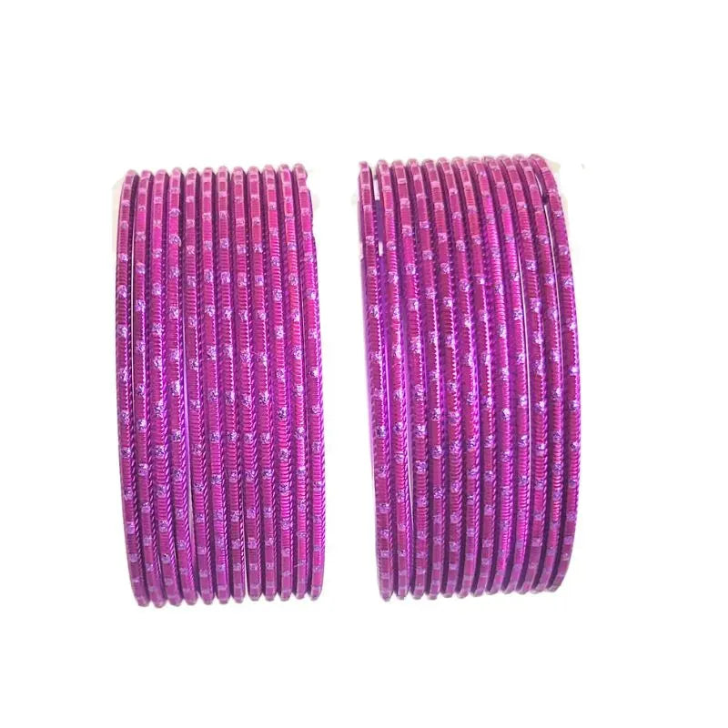 Maya-A Metal Bangles Size 2.10- - Set of 24 - Magenta-Global Food Hub