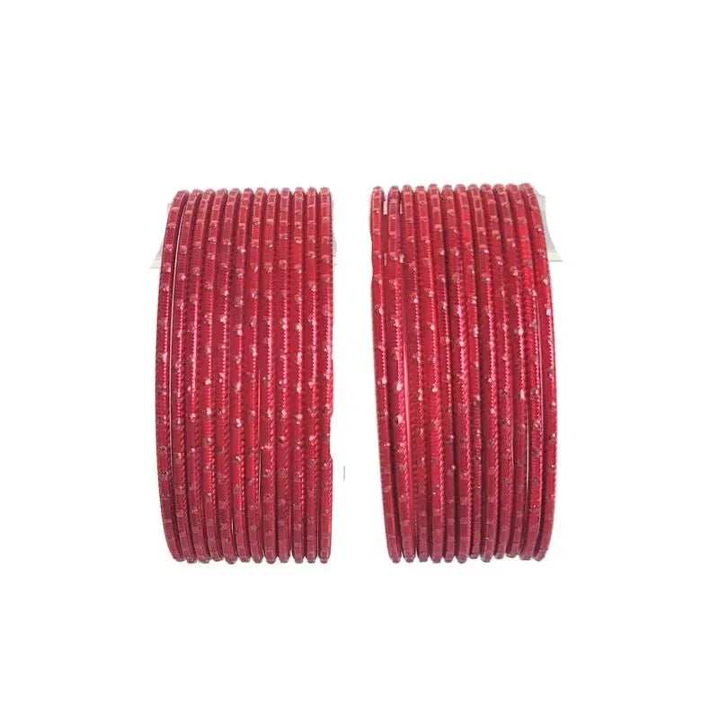 Maya-A Metal Bangles Size 2.10- - Set of 24 - Red-Global Food Hub