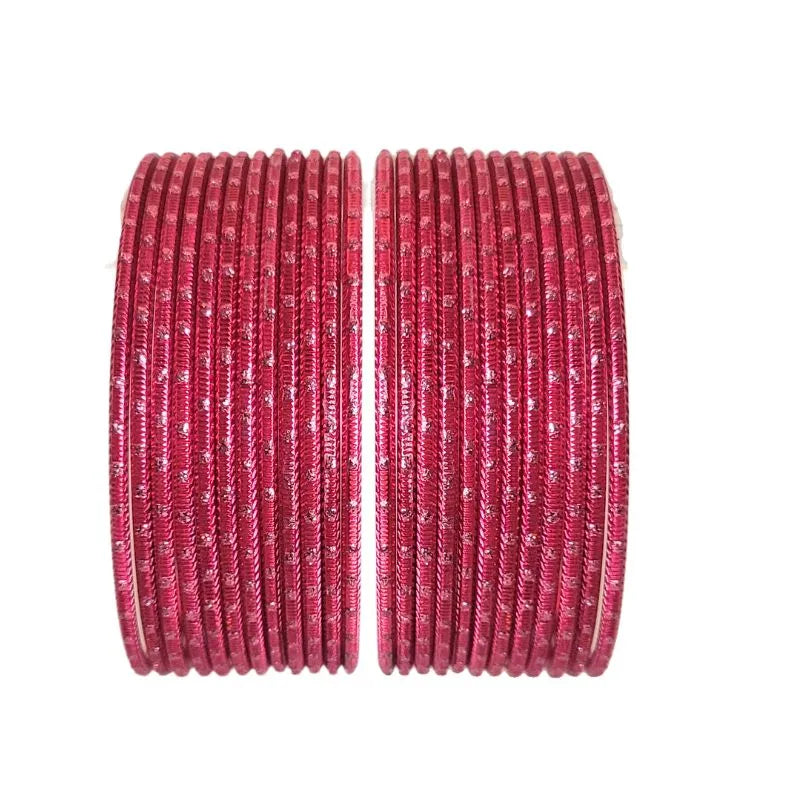 Maya-B Metal Bangles Size 2.10 - Set of 24-Pink-Global Food Hub