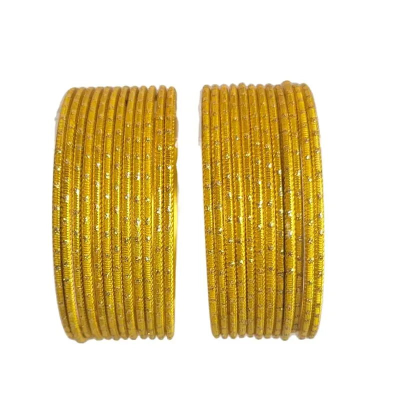 Maya-B Metal Bangles Size 2.10 - Set of 24 - Yellow-Global Food Hub