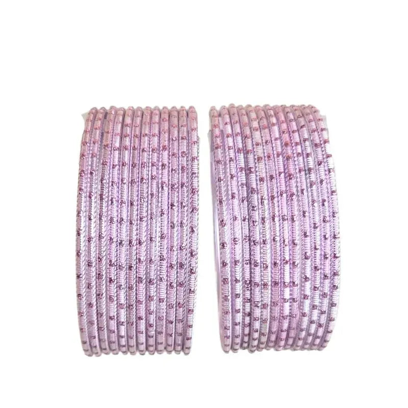 Maya Metal Bangles Size 2.10 - Set of 24 - Baby Pink-Global Food Hub