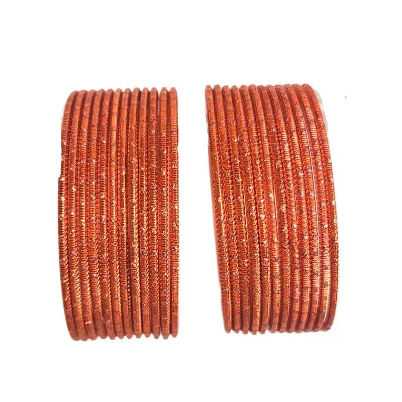 Maya Metal Bangles Size 2.10 - Set of 24 - Dark Peach-Global Food Hub