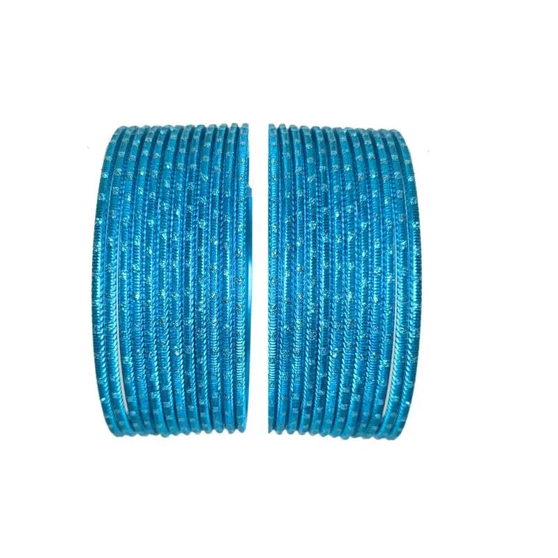 Maya Metal Bangles Size 2.10 - Set of 24 - Firozi-Global Food Hub