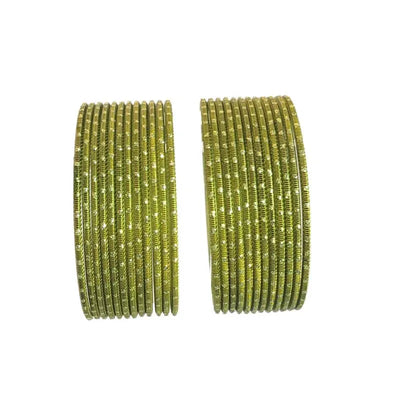 Maya Metal Bangles Size 2.10- - Set of 24 - Olive Green-Global Food Hub
