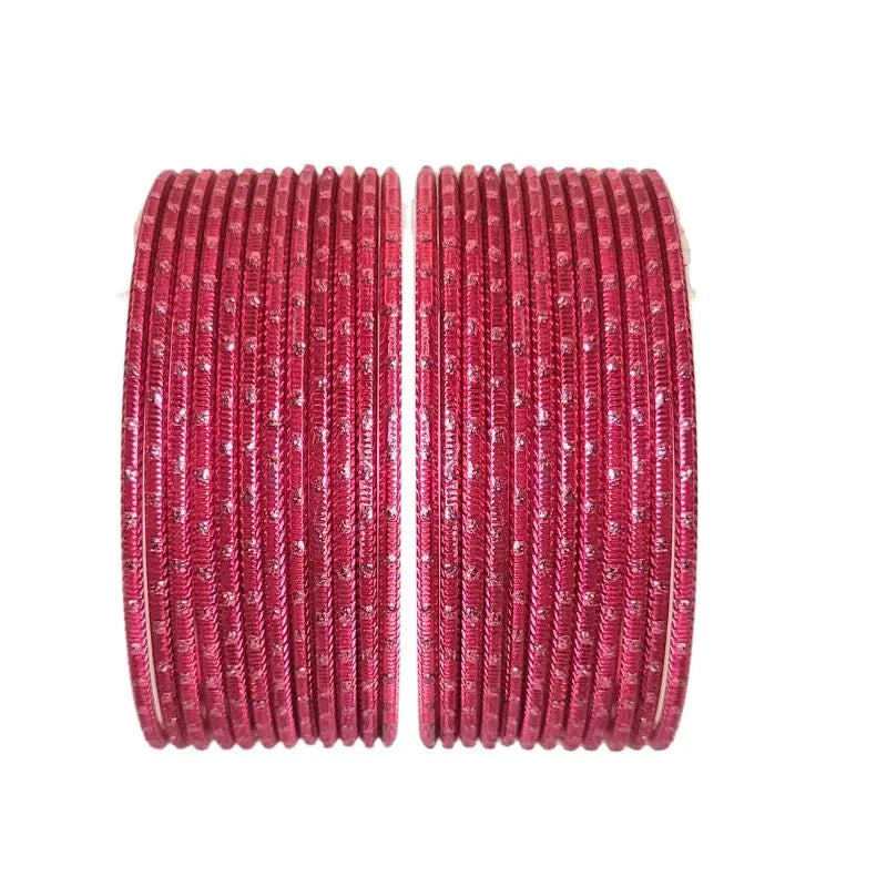 Maya Metal Bangles Size 2.10 - Set of 24 - Red Pink-Global Food Hub