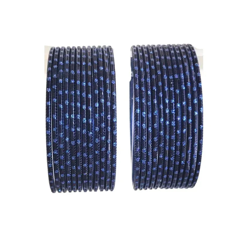 Maya Metal Bangles Size 2.10- - Set of 24 - Royal Blue-Global Food Hub