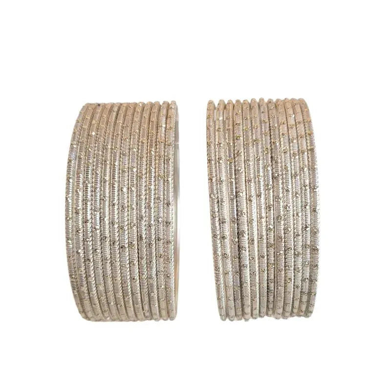 Maya Metal Bangles Size 2.10 - Set of 24 - Silver-Global Food Hub