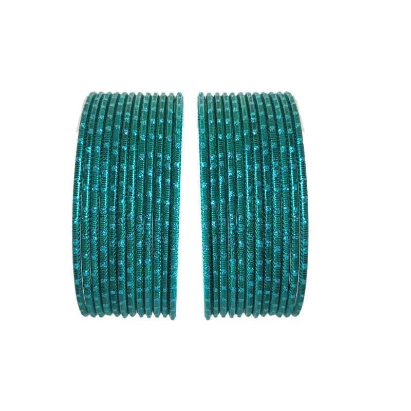 Maya Metal Bangles Size 2.10- - Set of 24 - Teal Green-Global Food Hub