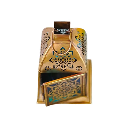 Metal Lantern Mandala Blue-Global Food Hub