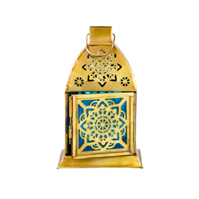 Metal Lantern Mandala Blue-Global Food Hub