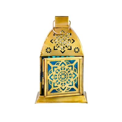 Metal Lantern Mandala Blue-Global Food Hub
