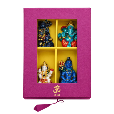 Miniature Hindu Deity Idol Set – Hanuman, Ganesha, Lakshmi & Shiva-Global Food Hub