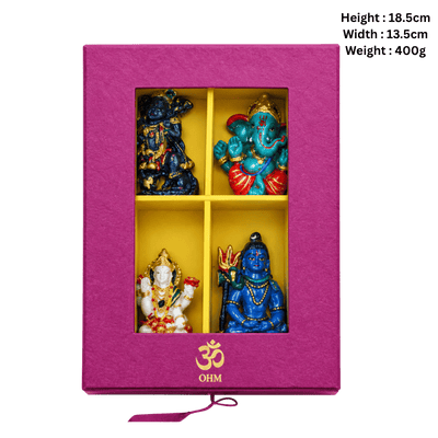 Miniature Hindu Deity Idol Set – Hanuman, Ganesha, Lakshmi & Shiva-Global Food Hub